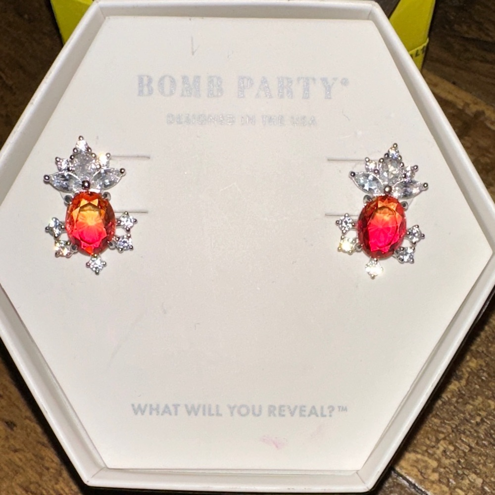 Bomb Party Sterling Club Pink bi color Tourmaline Earrings